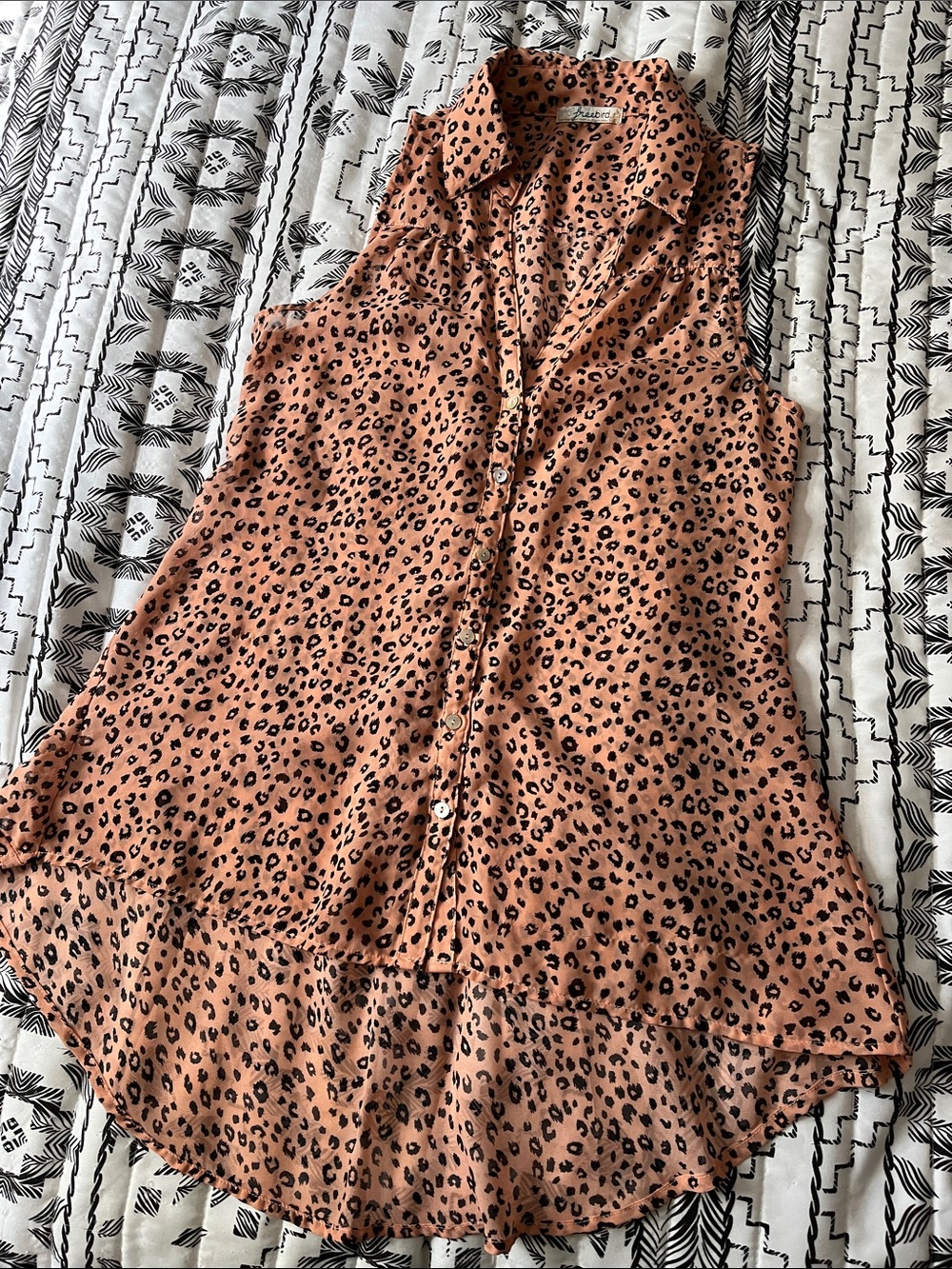 Freebird Leopard Print Blouse Too Size S